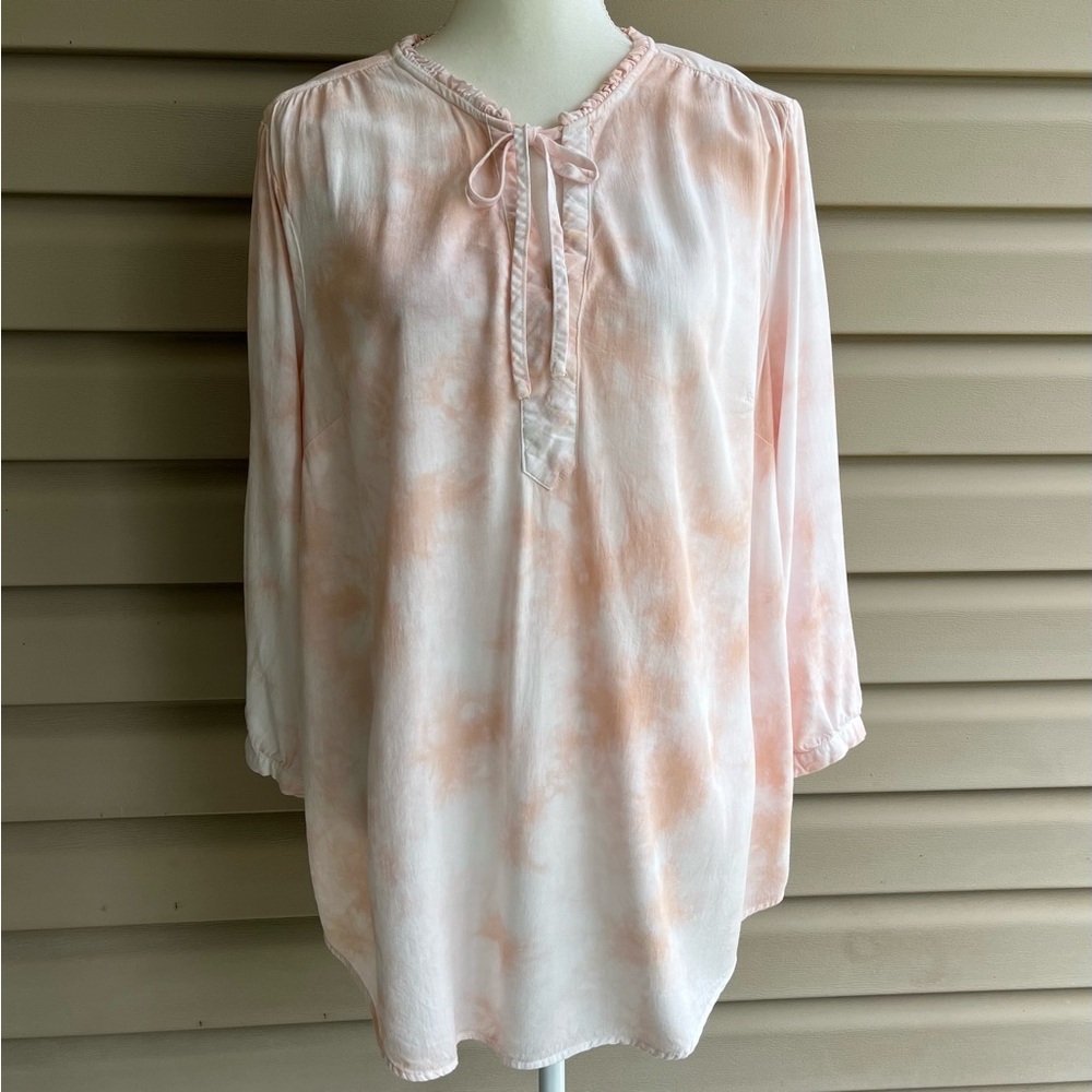 •Torrid• Light Peach Tie Dye Peasant Popover Blouse - Size 10